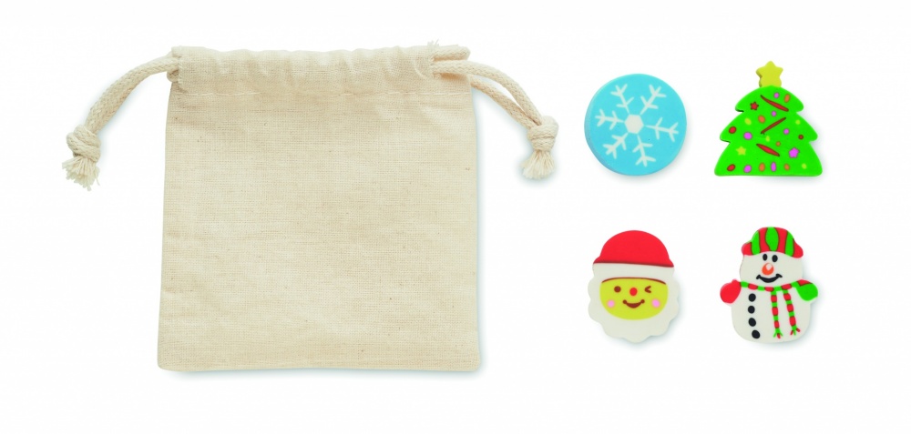 Logo trade firmakingi pilt: Komplektis 4 jõuluteemalist kustukummi